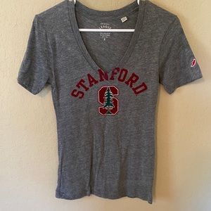 Stanford University women v-neck fitted top gray